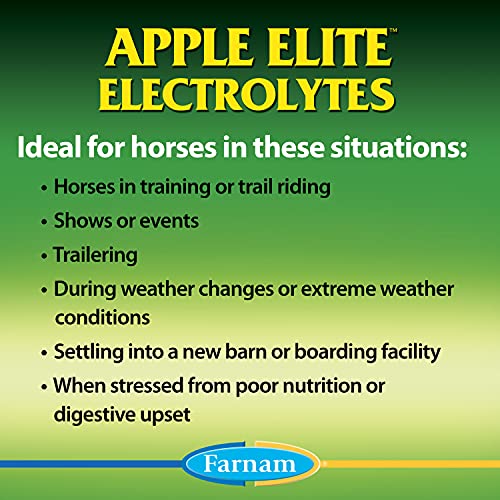 Farnam Apple Elite Horse Electrolyte Powder, Replaces minerals lost in sweat during exercise, extreme weather & stressful conditions, 5 lb., 40 day supply